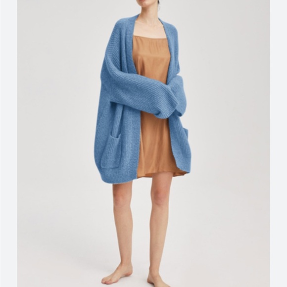 Nap Sweaters - $489 Nap oversized PLUSH CASHMERE RIB-KNIT CARDIGAN IN CORNFLOWER BLUE Sz S *S22